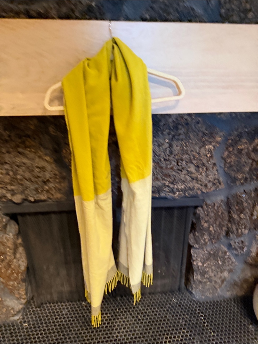 Two-Tone Yellow and Cream Fringe Scarf
